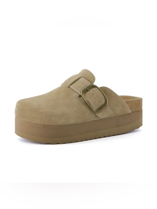 Cushionaire Shoes - CUSHIONAIRE Women's Granola Genuine Suede Cork Footbed Platform Clog